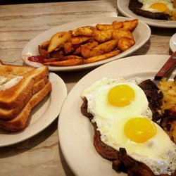 Love their steak and eggs with home fries, toast and a side order of Seasoned fries and coffee.