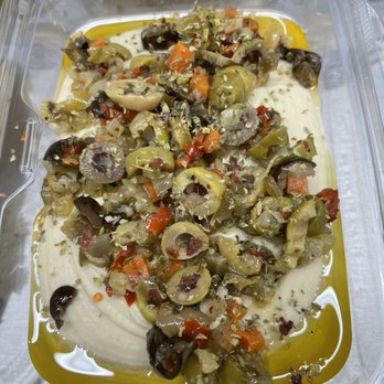 Nur's Kitchen - Olive Salad Garnished Hummus - Mediterranean Near Me - Covington, Louisiana Nur's Kitchen - Olive Salad Garnished Hummus - Mediterranean Near Me - Covington, Louisiana