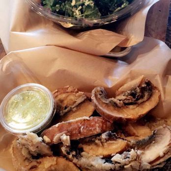 Fish District - Honey Caesar kale salad with a side of portobello mushroom "fries" - Fish & Chips Near Me - Solana Beach, California Fish District - Honey Caesar kale salad with a side of portobello mushroom "fries" - Fish & Chips Near Me - Solana Beach, California