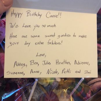Main Street Bakery and Catering - Main St Bakery included a very sweet card with our personalized message. - Bakeries Near Me - Salinas, California Main Street Bakery and Catering - Main St Bakery included a very sweet card with our personalized message. - Bakeries Near Me - Salinas, California