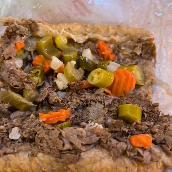 Portillo's & Barnelli's Willowbrook - Regular dipped beef with hot giardiniera - Burgers Near Me - Willowbrook, Illinois Portillo's & Barnelli's Willowbrook - Regular dipped beef with hot giardiniera - Burgers Near Me - Willowbrook, Illinois