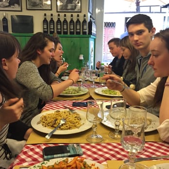 La Vacca M'Briaca - Frugal college students who didn't order water or drinks, but are eating an exotic pasta, pesto gnocchi, and four cheese gnocchi - Roman Near Me - Rome, RM La Vacca M'Briaca - Frugal college students who didn't order water or drinks, but are eating an exotic pasta, pesto gnocchi, and four cheese gnocchi - Roman Near Me - Rome, RM