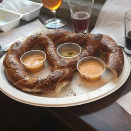 This giant pretzel goes great with any beer. Plenty to share. This giant pretzel goes great with any beer. Plenty to share.