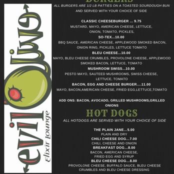 Evil Olive - Menu 1 - Lounges Near Me - San Antonio, Texas Evil Olive - Menu 1 - Lounges Near Me - San Antonio, Texas