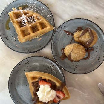 AMBAR Restaurant, Capitol Hill - Pecan & Maple Waffle Strawberry Waffle Cinnamon Sweet Sourdough With Nutella - Modern European Near Me - Washington, DC, District of Columbia