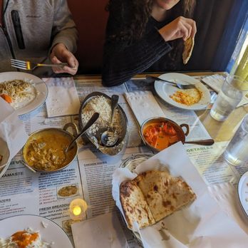 Himalayan Grill - Lamb korma, chicken tikka Masala, cheese naan and garlic naan. All delicious. - Himalayan/Nepalese Near Me - Flagstaff, Arizona