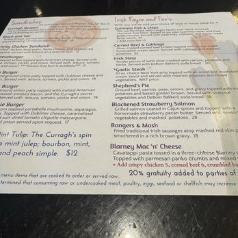 The Curragh - Menu - Irish Near Me - Holland, Michigan