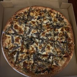 Leo's Pizza - Clam pizza with white and anchovies.