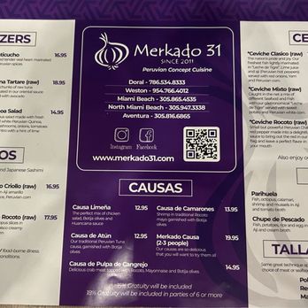Merkado 31 - Updated menu March 2024 - Peruvian Near Me - Miami, Florida Merkado 31 - Updated menu March 2024 - Peruvian Near Me - Miami, Florida