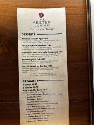 Menu photo 6 The Keeter Center Point Lookout, MO