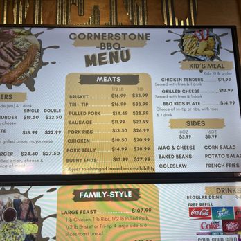 Cornerstone BBQ Redlands - Menu - Barbeque Near Me - Redlands, California