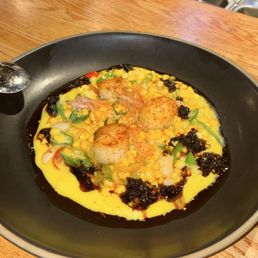 Charred Summer Succotash + Suya Scallop