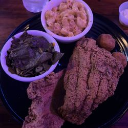 GVO Lounge & Bistro - Catfish dinner. The greens weren't tender, but she let me exchange it for fries. Everything else was good.