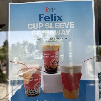 Gong cha - Free Felix cup sleeve - Coffee & Tea Near Me - San Diego, California