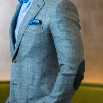 BALANI - Custom Light Green Blazer with Navy Pipe Ticket Pocket - Balani Custom  Clothiers - Men's Clothing Near Me - Chicago, Illinois