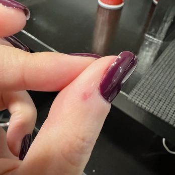 REE Nail & Spa - Sloppy edgework, especially present with a darker color. - Nail Salons Near Me - New York, New York