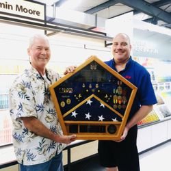 Hagan Ace Hardware - Our manager Paul (with a military veteran) who needed his shadow box glass repaired