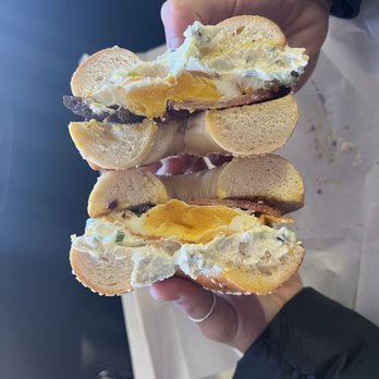 Gotham Bagels - Thick cut bacon, egg and aged cheddar with scallion cream cheese - Bagels Near Me - Madison, Wisconsin