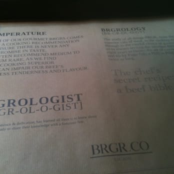 BRGR.CO - The mats on the tables. - Burgers Near Me - London, XGL