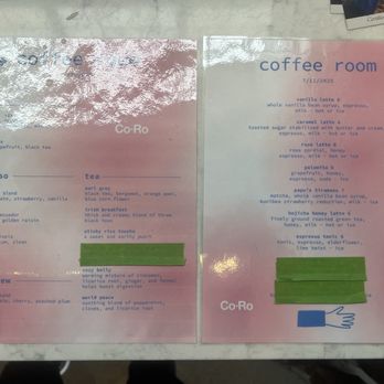 CoRo Coffee Room - Menu as of 7.13.2025 - Coffee & Tea Near Me - Berkeley, California