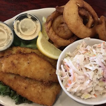 Avery's Maryland Grill - White fish platter with onion rings and coke slaw - Seafood Near Me - Frederick, Maryland Avery's Maryland Grill - White fish platter with onion rings and coke slaw - Seafood Near Me - Frederick, Maryland