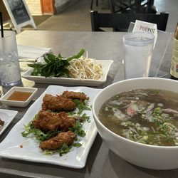 The Pho Pot - BBQ Bahn Mi, Special Pho, and Sweet and spicy ginger wings