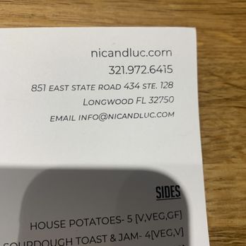 Nic & Luc - Address and Phone - New American Near Me - Orlando, Florida Nic & Luc - Address and Phone - New American Near Me - Orlando, Florida