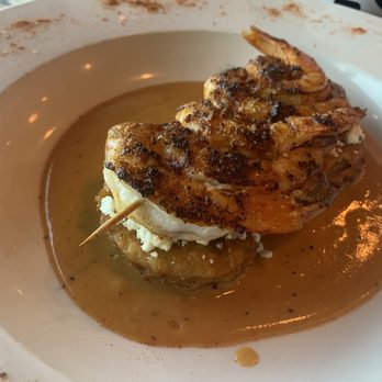 Blue Moon Beach Grill - Napolean Shrimp with Green Fried Tomatoes - Seafood Near Me - Nags Head, North Carolina Blue Moon Beach Grill - Napolean Shrimp with Green Fried Tomatoes - Seafood Near Me - Nags Head, North Carolina