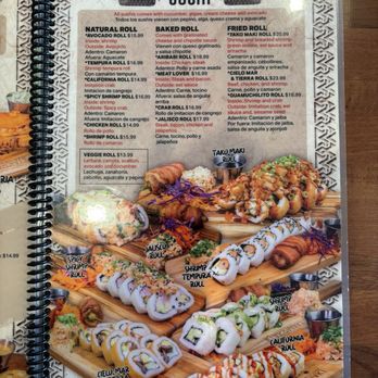 Takomaki - Sushi page of menu, only rolls I did not see sashimi or nigiri - Mexican Near Me - Sierra Vista, Arizona Takomaki - Sushi page of menu, only rolls I did not see sashimi or nigiri - Mexican Near Me - Sierra Vista, Arizona
