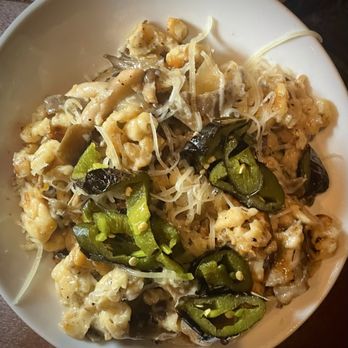 Jesse's On the Bay - Corn Spatzle topped with Grilled Jalapeños by special request. - Steakhouses Near Me - Gulf Shores, Alabama
