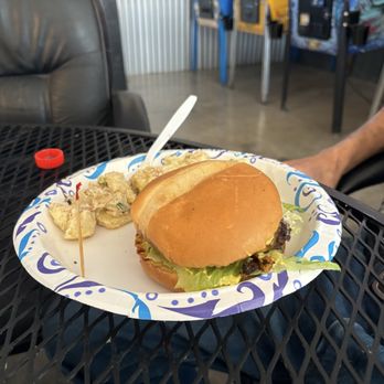 Firehouse Grill - Burger and potato salad. - Sandwiches Near Me - Janesville, California Firehouse Grill - Burger and potato salad. - Sandwiches Near Me - Janesville, California