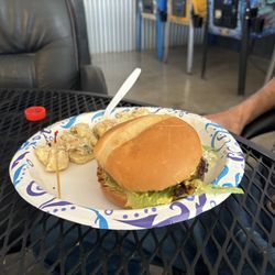 Firehouse Grill - Burger and potato salad.