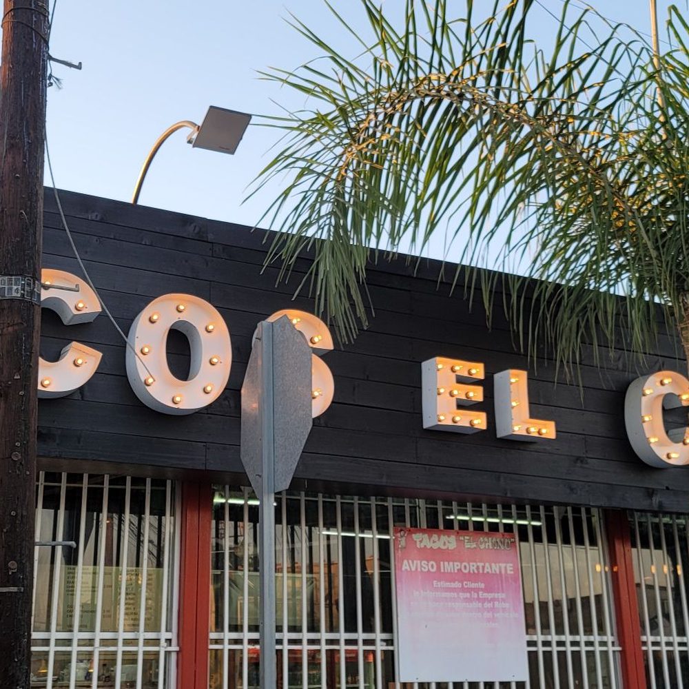 Tacos El Chino - Front of tavo shop, with street signs - Tacos Near Me - Tijuana, BCN Tacos El Chino - Front of tavo shop, with street signs - Tacos Near Me - Tijuana, BCN
