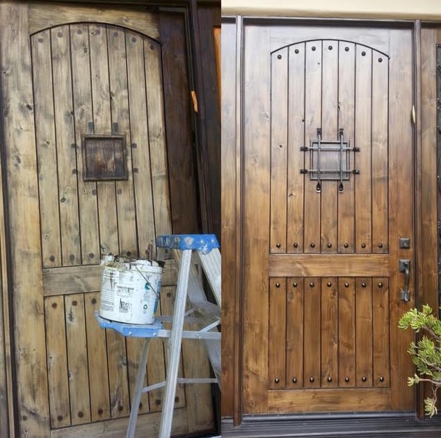 Wood garage doors stripped and refinished