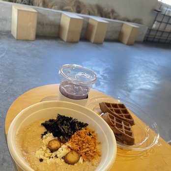 Laveta - Mushroom porridge and ube waffles - Coffee & Tea Near Me - Los Angeles, California Laveta - Mushroom porridge and ube waffles - Coffee & Tea Near Me - Los Angeles, California