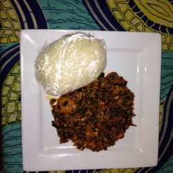 African Fusion Restaurant - Iyan, Fufu w/Egusi stew or Sauce. The king of our traditional menu.