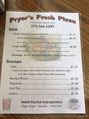 Menu photo 7 Pryor's Fresh Pizza Rolla, MO