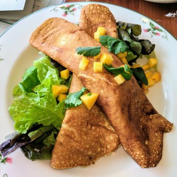 Big Jones - Chaurice & Peach Butter Crepe - Cajun pancakes filled w/ spicy Chaurice, homemade Peach Butter & Trader Points Creamy Tomme, Butter Lettuce - Southern Near Me - Chicago, Illinois