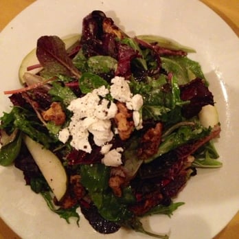 Cafe Milano - Del Bosco Insalate: salad with mixed greens, goat cheese, Bosco pears & carmelized walnuts - Italian Near Me - San Diego, California Cafe Milano - Del Bosco Insalate: salad with mixed greens, goat cheese, Bosco pears & carmelized walnuts - Italian Near Me - San Diego, California