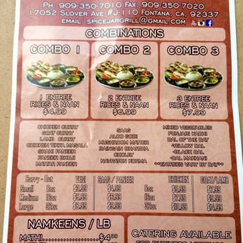 Spice Jar - Menu side 1 - Indian Near Me - Fontana, California Spice Jar - Menu side 1 - Indian Near Me - Fontana, California