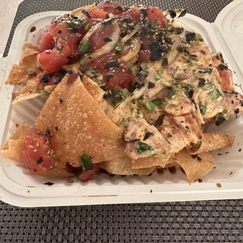 Kealoha Seafoods - Poke nachos (shoyu & spicy) - Food Stands Near Me - Honolulu, Hawaii