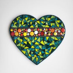 Henderson Arts - Original mosaic heart by Barbara Henderson of Henderson Arts LLC. Stained glass, glass dots, and a whole lot of patience.