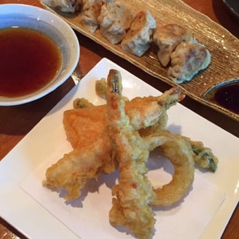 Sushi Jin - Pork and scallion gyoza and Tempura appetizer - Sushi Bars Near Me - Houston, Texas