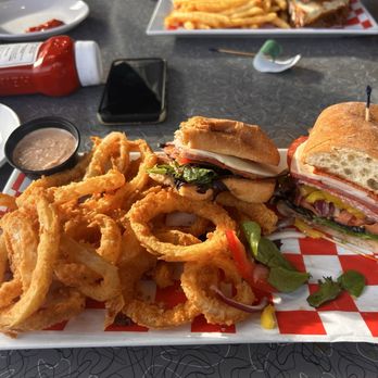 Mack's Original Pizza Pub - Italian Grinder with onion rings. - Pizza Near Me - Seekonk, Massachusetts Mack's Original Pizza Pub - Italian Grinder with onion rings. - Pizza Near Me - Seekonk, Massachusetts