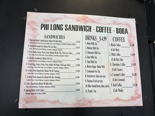 Menu photo 2 Phi Long Sandwich San Francisco, CA Menu photo 2 Phi Long Sandwich San Francisco, CA