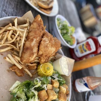 Fuller's Raw Bar - Fish and chips with a Caesar salad - Seafood Near Me - Hampton, Virginia