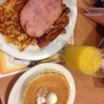 Denny's - Lumberjack Slam with a cup of orange juice. - Diners Near Me - Selma, California