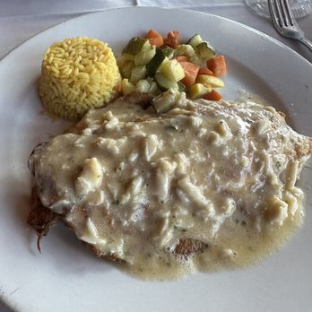 Cafe Seville - Amazing crab sauce on grilled fish - Spanish Near Me - Fort Lauderdale, Florida