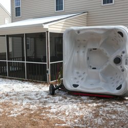 Hot Tub and Spa Movers - Moving a hot tub on a spa cart.