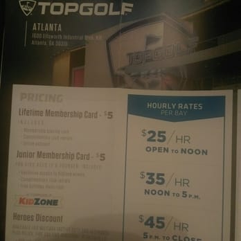 Topgolf - It is free to go in and turn up, but these are the prices for golfing. - New American Near Me - Atlanta, Georgia Topgolf - It is free to go in and turn up, but these are the prices for golfing. - New American Near Me - Atlanta, Georgia